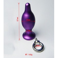 Фиолетовая металлическая анальная пробка с колечком - 8,7 см. (цвет -фиолетовый) (86439)