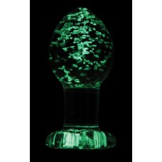 Прозрачная, светящаяся в темноте  анальная пробка Glass Plug Medium - 8 см.  (цвет -прозрачный) (86701)