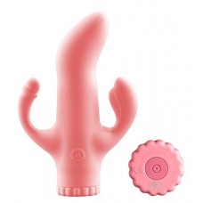 Розовый вибратор с клиторальным и анальным отростками - 15,2 см. (цвет -розовый) (92171)