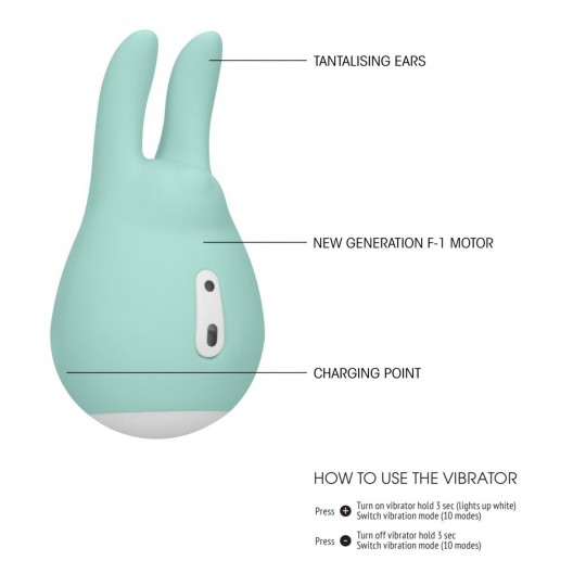 Зеленый клиторальный стимулятор Love Bunny с ушками - 9,5 см. (цвет -зеленый) (98896) фото 2