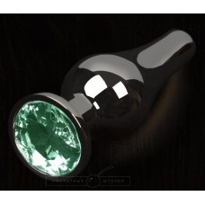 Графитовая удлиненная анальная пробка с зеленым кристаллом - 12 см. (цвет -зеленый) (99900)