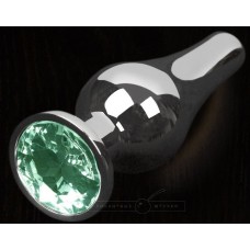 Серая анальная пробка с зеленым кристаллом - 12 см.  (цвет -зеленый) (99921)